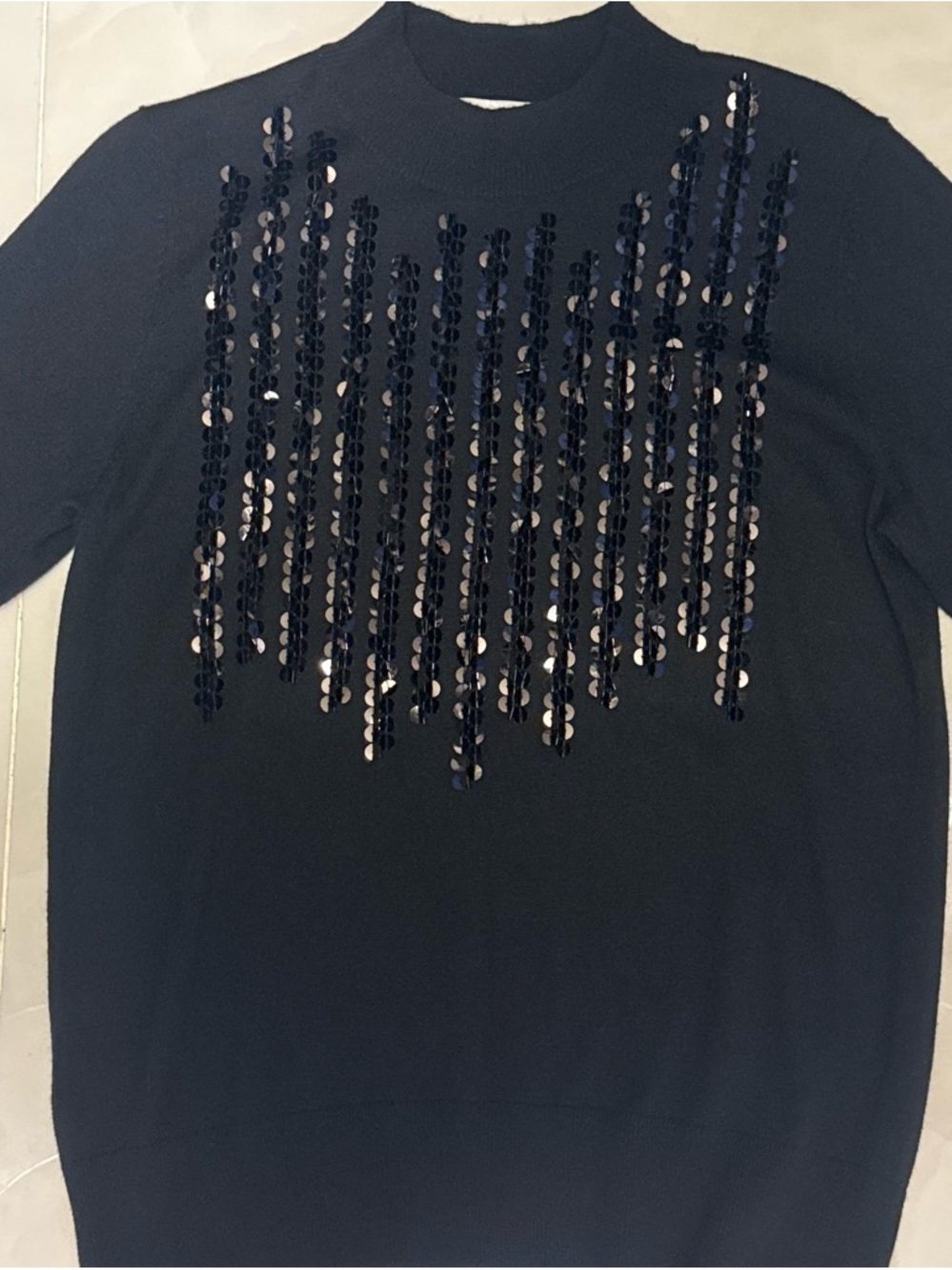 Tommy Bahama Navy Sequin-Embellished Crewneck Sweater